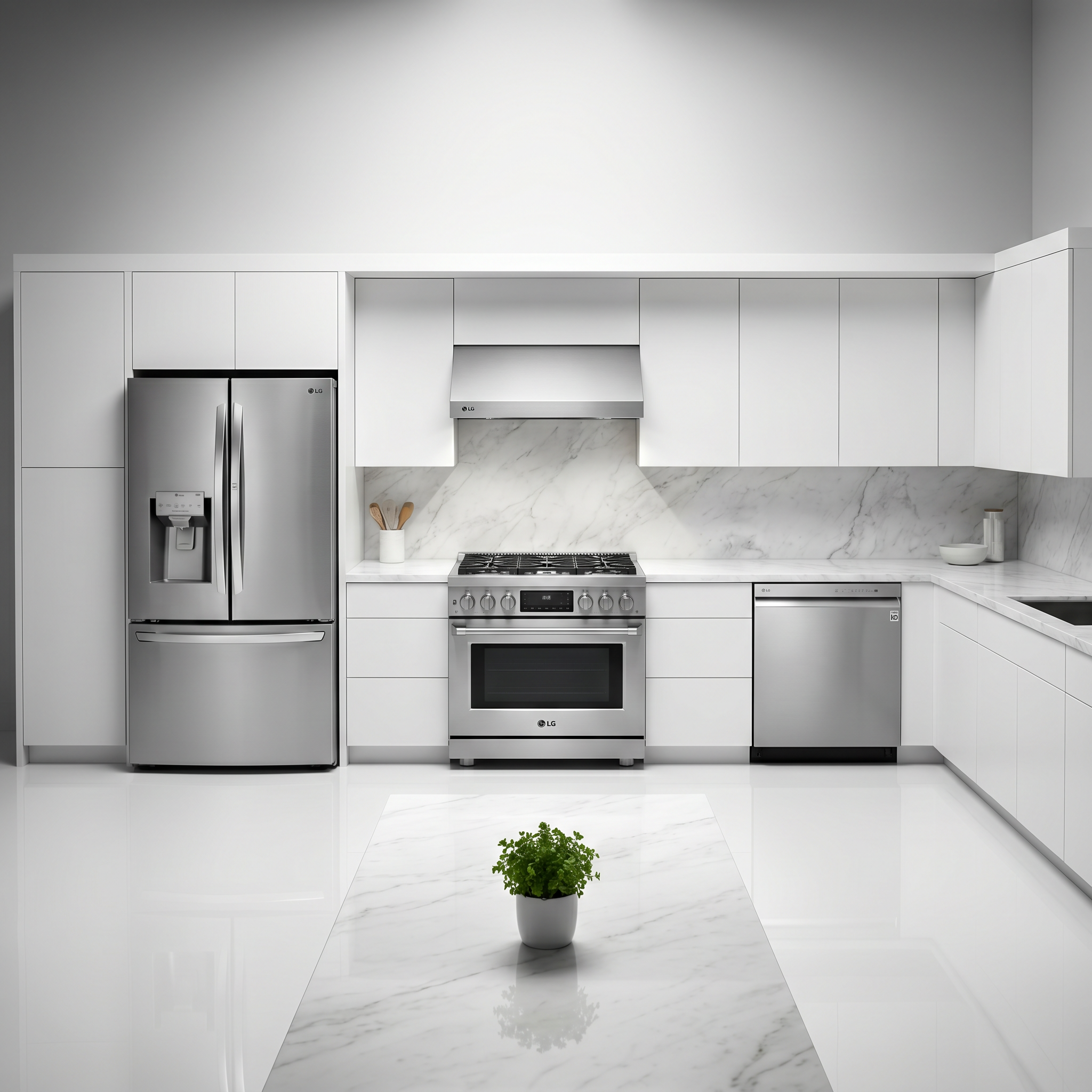 LG kitchen suite with refrigerator range and dishwasher